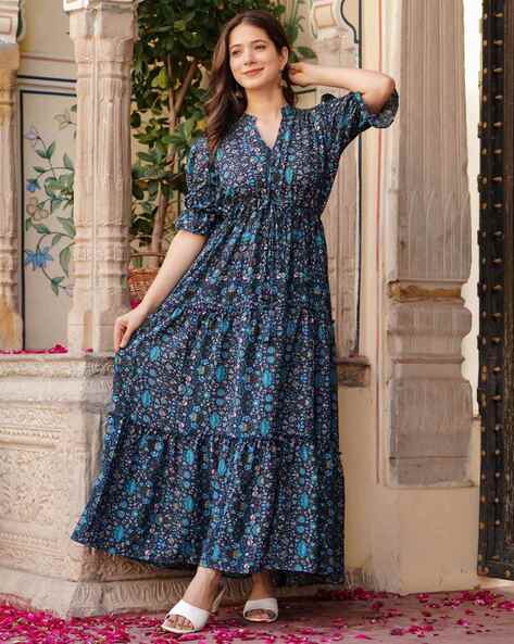 Women Floral Print Tiered Dress