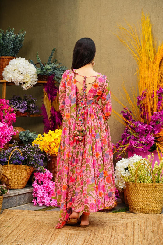 Floral Georgette Suit Set With Dupatta