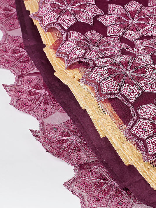 Heavy Sequins Embroidered Net Semi-Stitched Lehenga choli