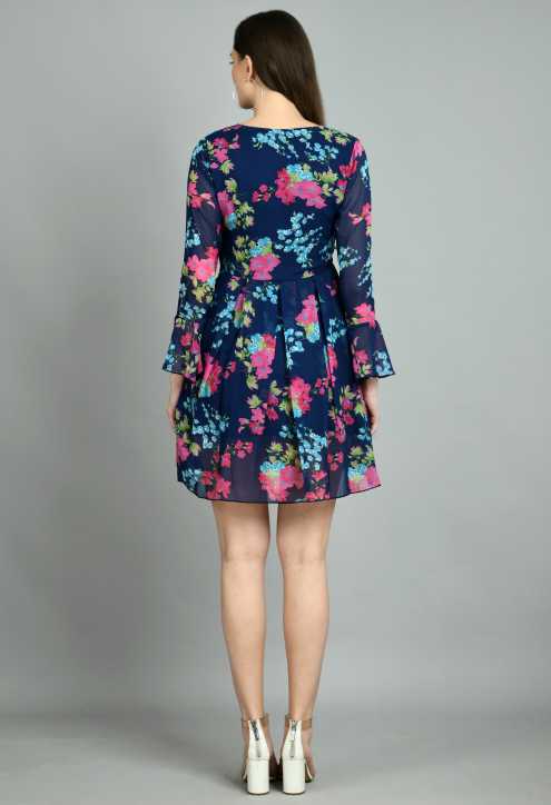 Vaani Creation Women's Georgette Floral Printed Dress