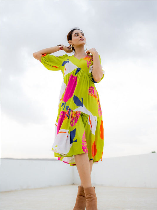 Women Floral Print Fit & Flared Dress