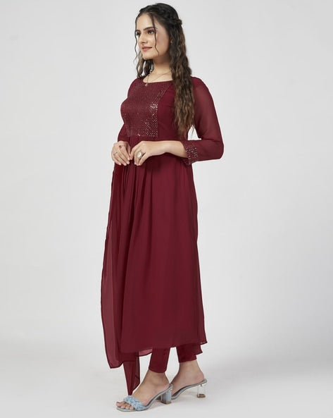 Embellished Flared Kurta Suit Set