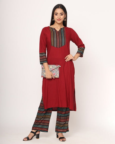 Striped Straight Kurta Set