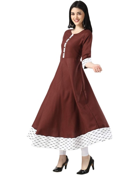 Anarkali Kurta with Button Detail