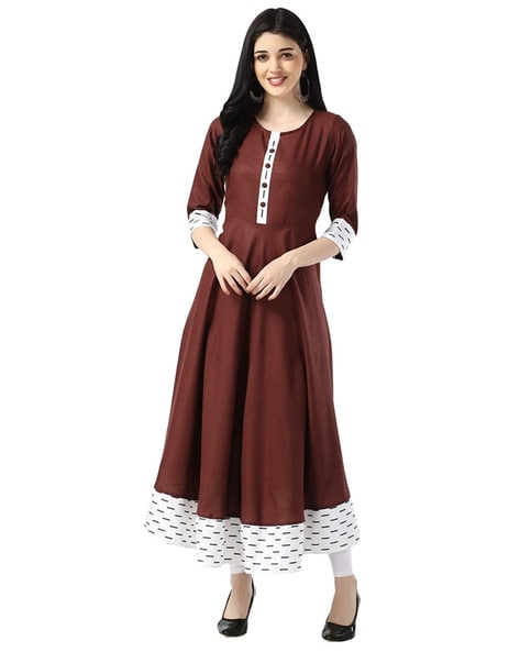 Anarkali Kurta with Button Detail