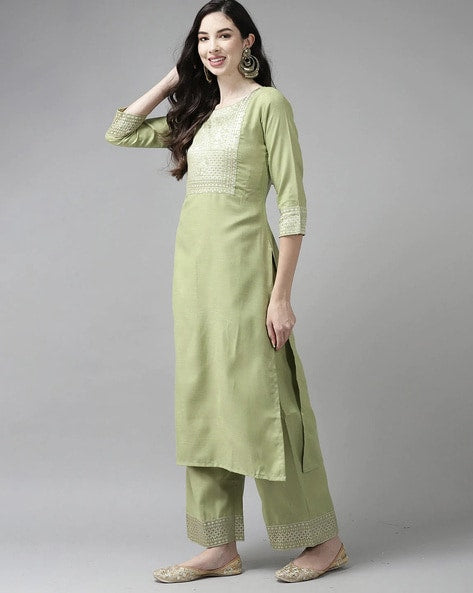 Embellished Straight Kurta Set