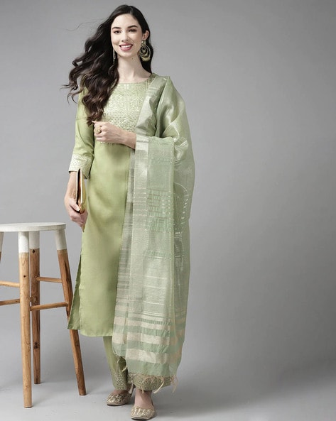 Embellished Straight Kurta Set