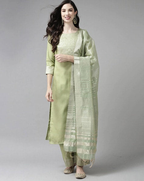 Embellished Straight Kurta Set