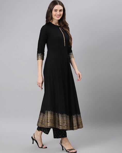 Flared Anarkali Kurta Set with Dupatta