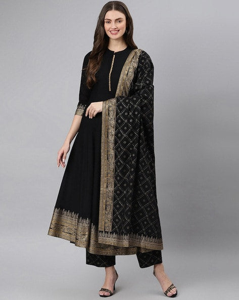 Flared Anarkali Kurta Set with Dupatta