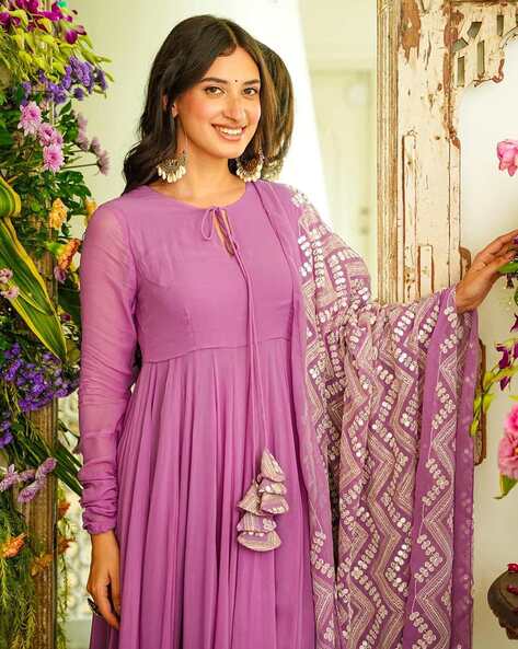 Women Embroidered Flared Kurta Set with Dupatta