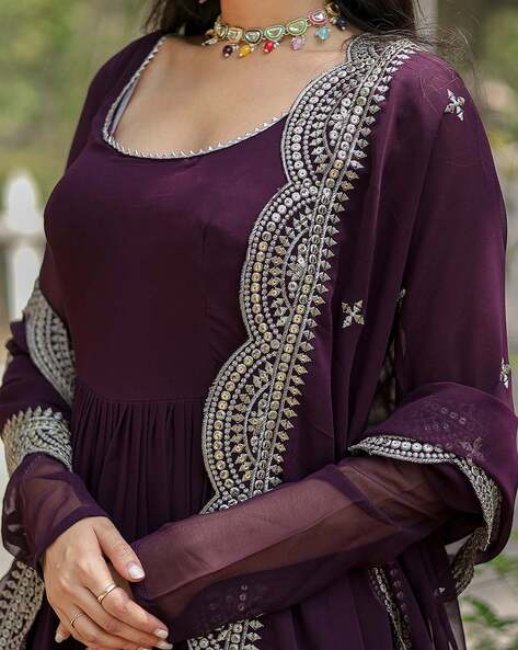 Women Round-Neck Anarkali Kurta Set