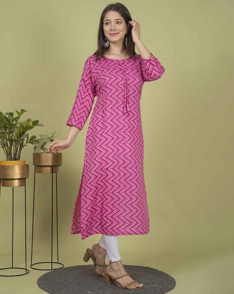 Women Chevron Print Straight Kurta