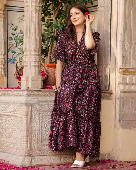 Women Floral Print Fit & Flared Dress