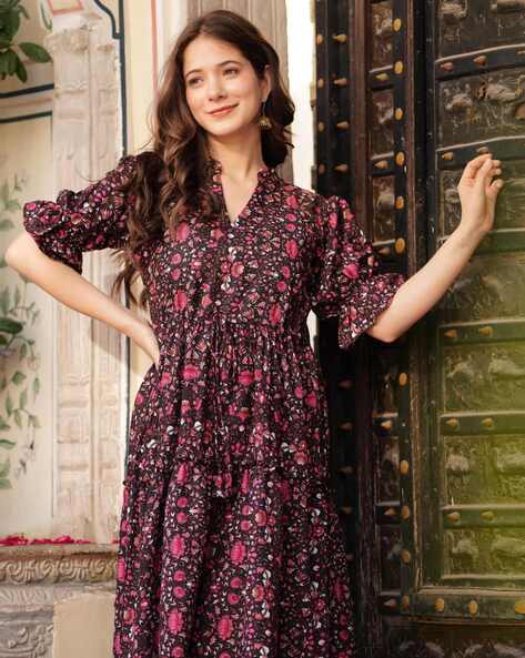 Women Floral Print Fit & Flared Dress