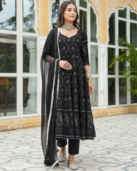 Women Embellished Anarkali Kurta with Pants & Dupatta
