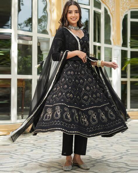 Women Embellished Anarkali Kurta with Pants & Dupatta