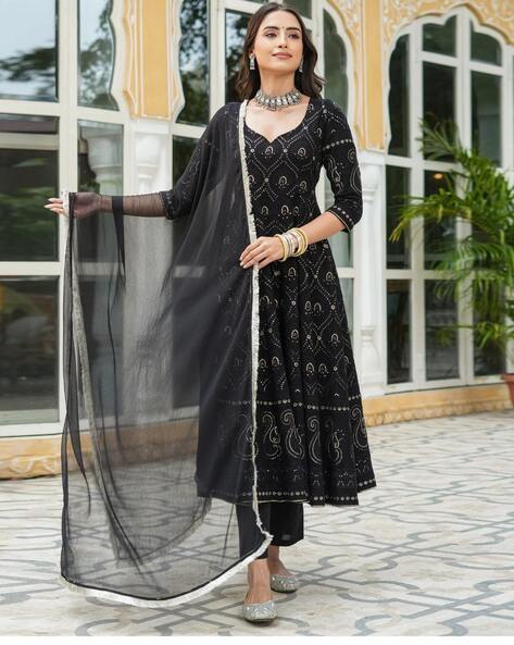 Women Embellished Anarkali Kurta with Pants & Dupatta