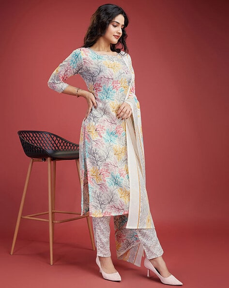 Women Floral Print Straight Kurta Set