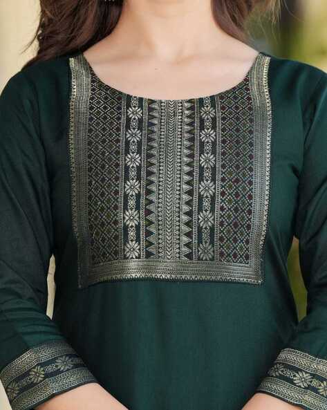 Women Embroidered Straight Kurta Set