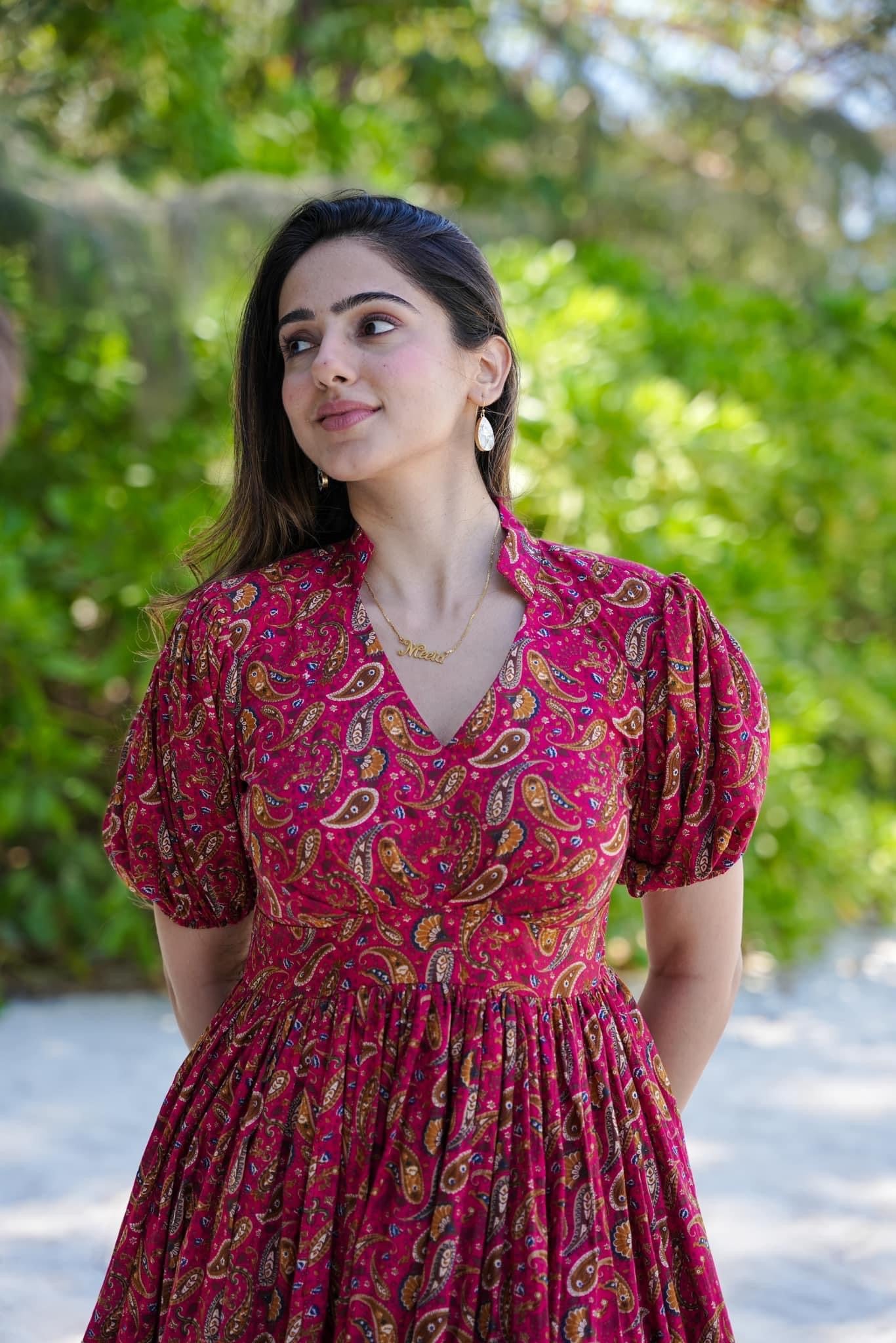 Women Paisley Print Empire Dress