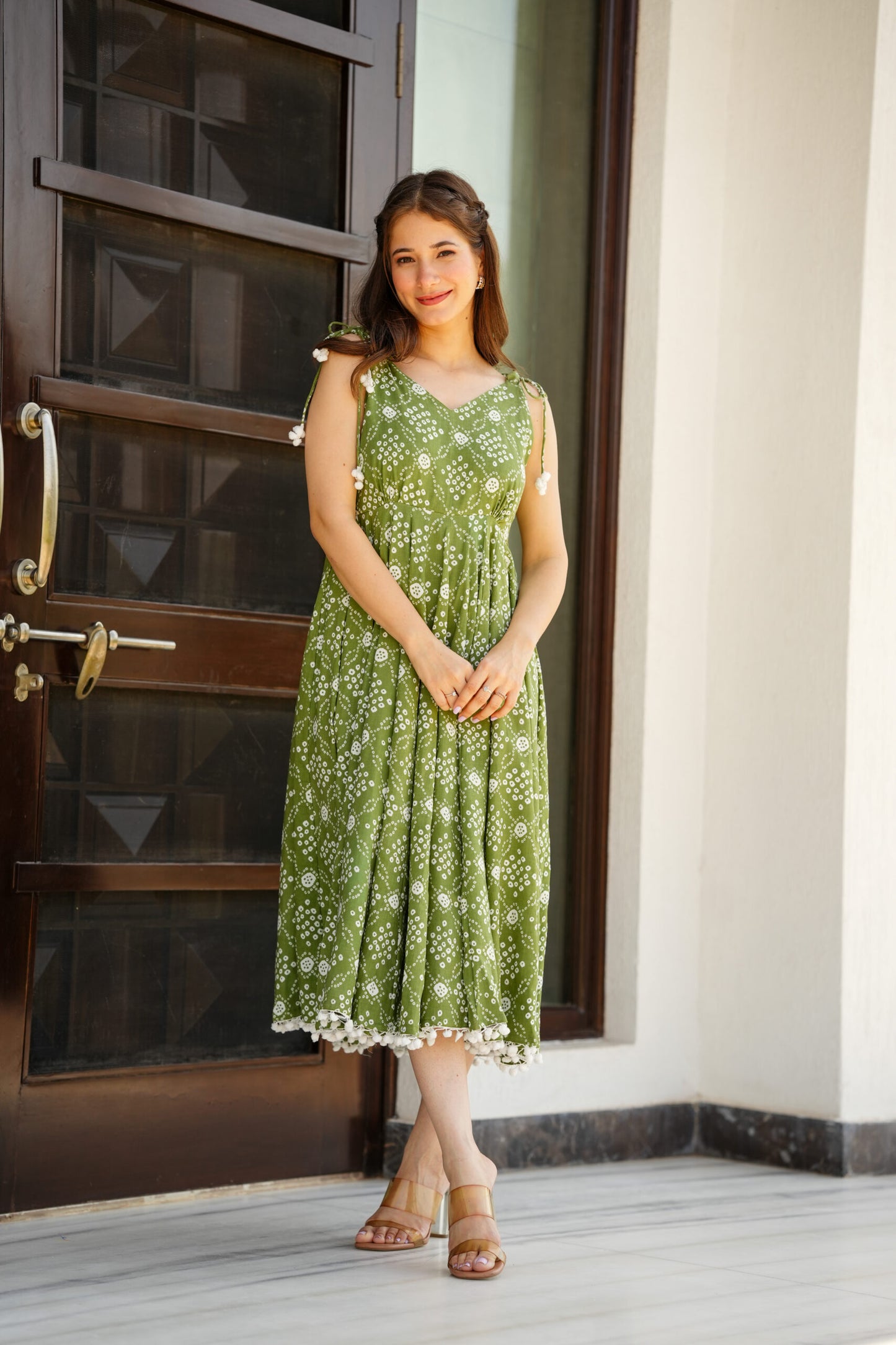 Women Bandhani Print Fit & Flare Dress