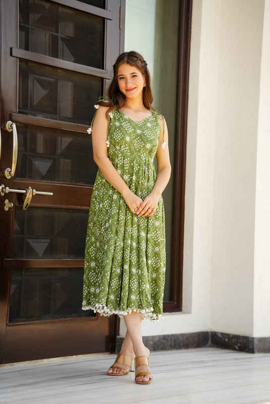 Women Bandhani Print Fit & Flare Dress