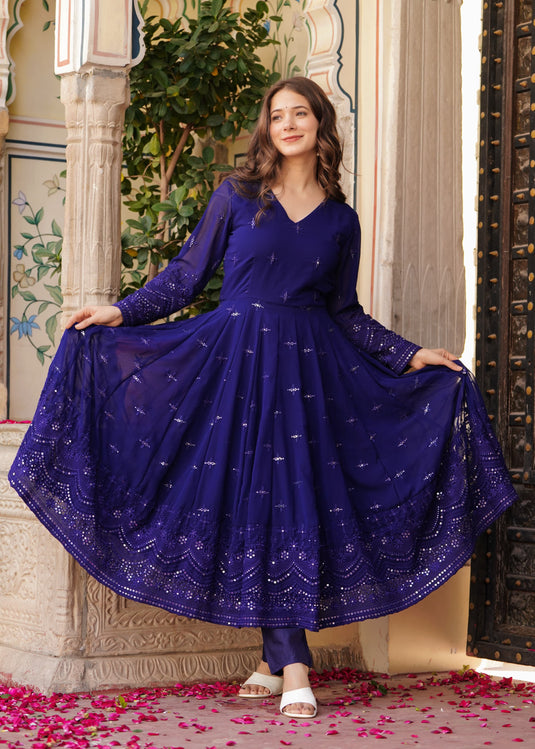 Women Embellished Anarkali Kurta with Pants & Dupatta