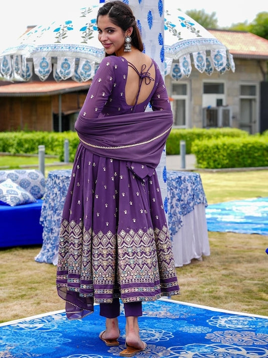 Ethnic Motifs Embroidered Empire Thread Work Anarkali Suit Set