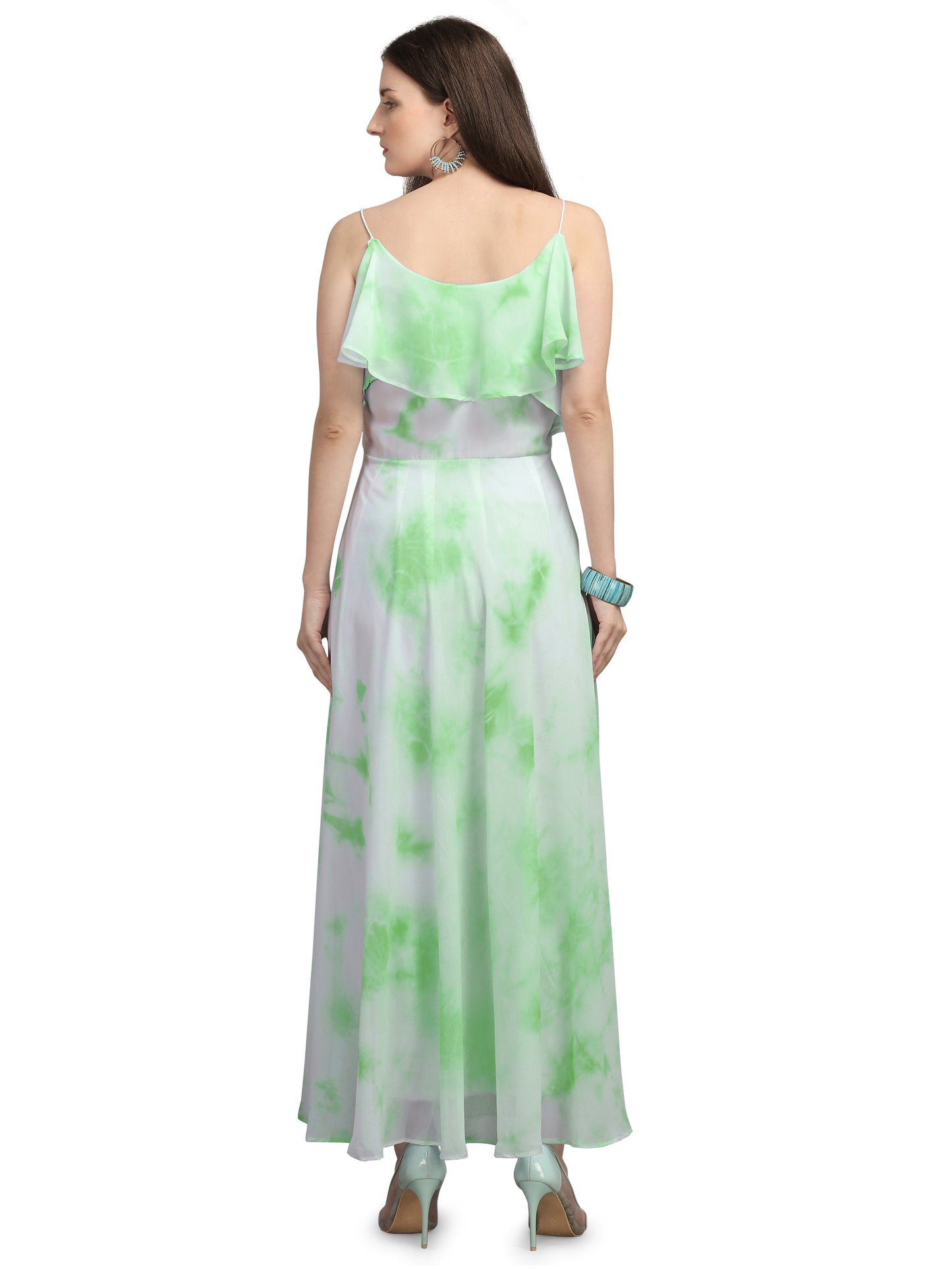 Vaani Creation Women's Maxi Tie and Dye Pleated Dress