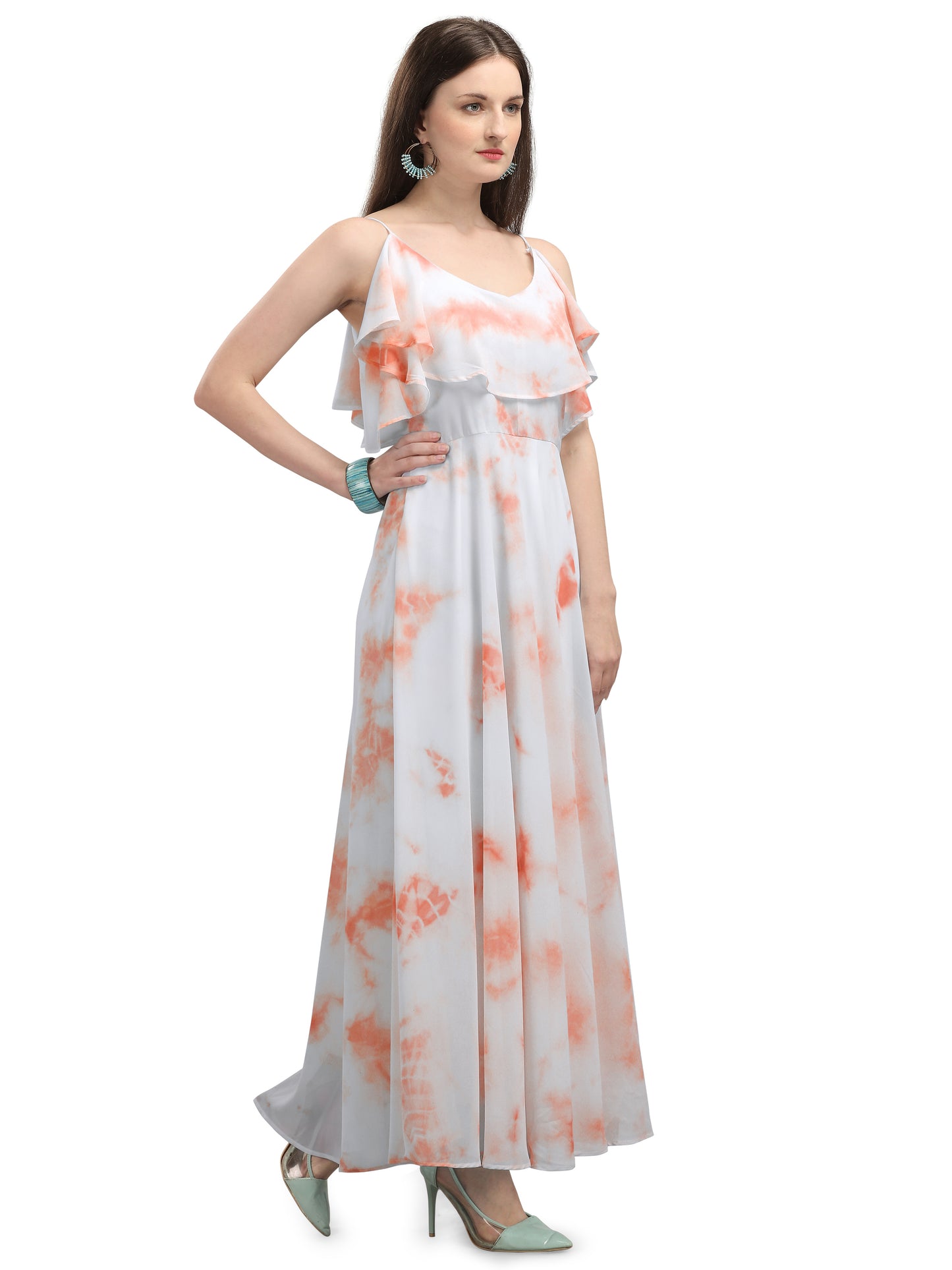 Vaani Creation Women's Maxi Tie and Dye Pleated Dress