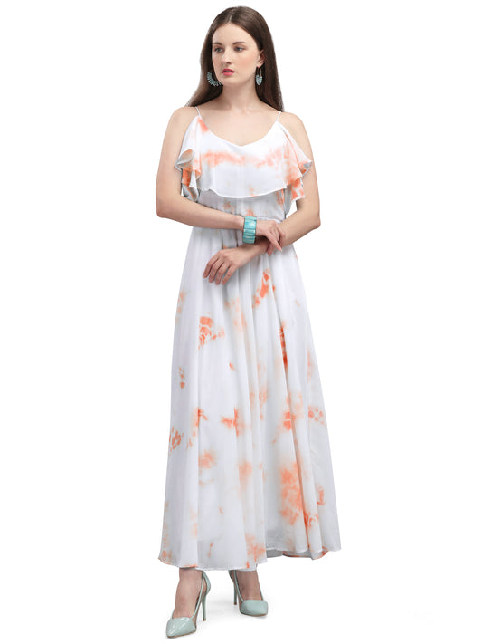 Vaani Creation Women's Maxi Tie and Dye Pleated Dress