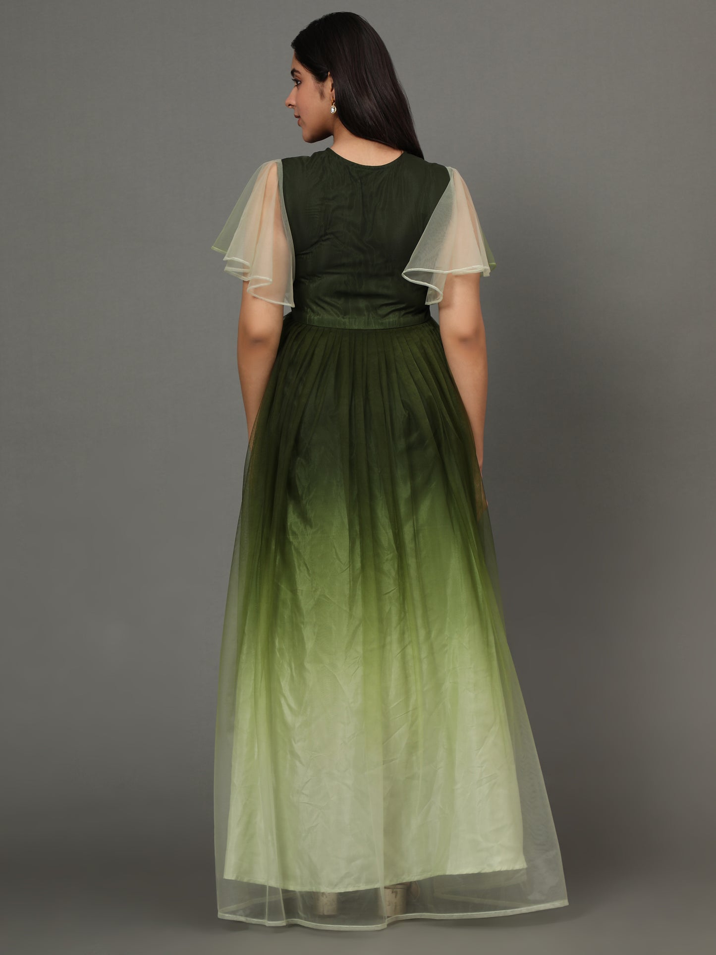 Vaani Creation Shading Net Pleated Gown