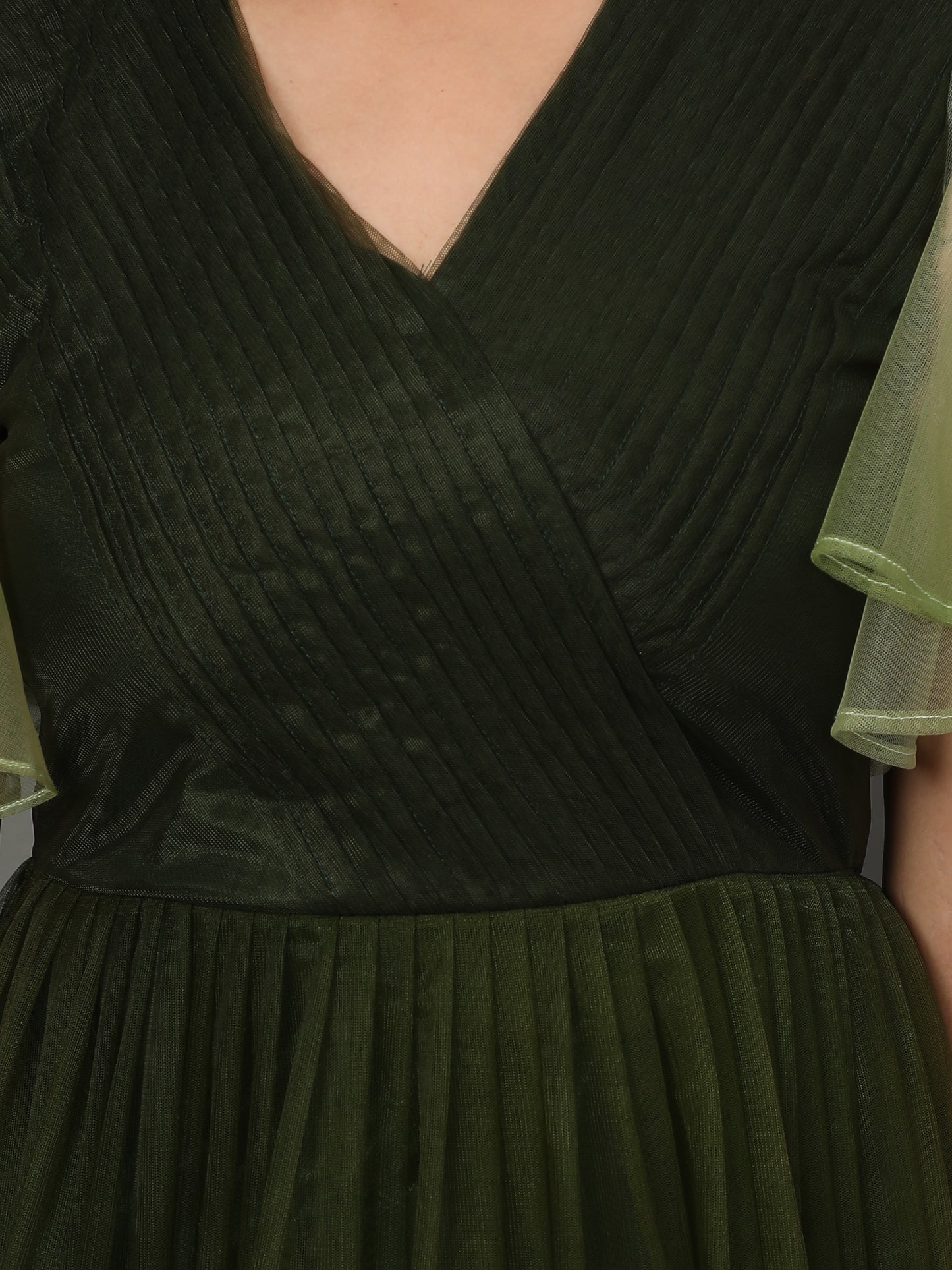 Vaani Creation Shading Net Pleated Gown