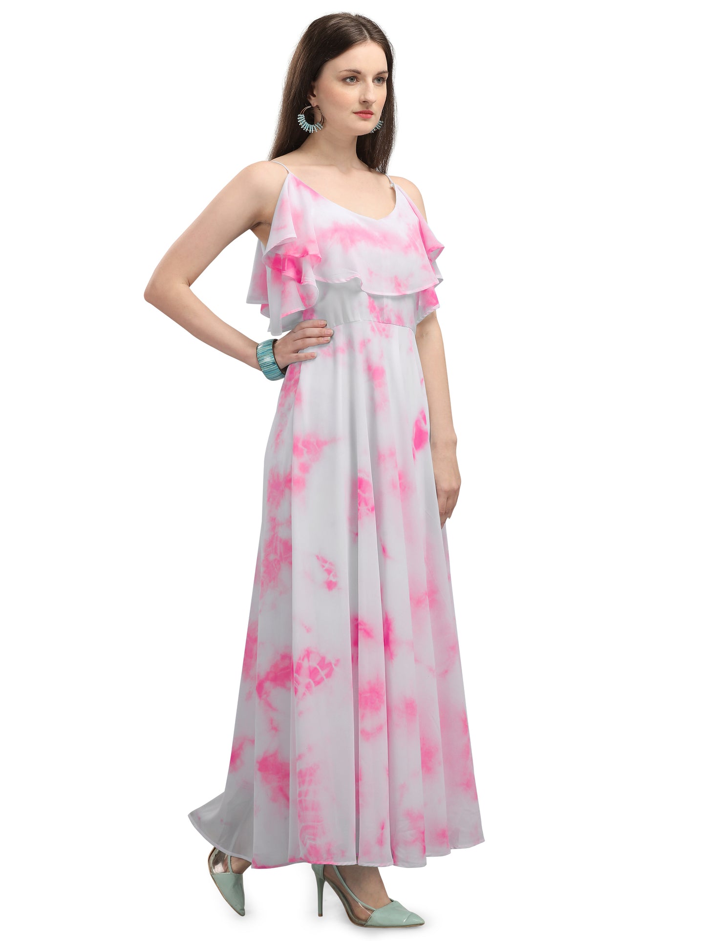 Vaani Creation Women's Maxi Tie and Dye Pleated Dress