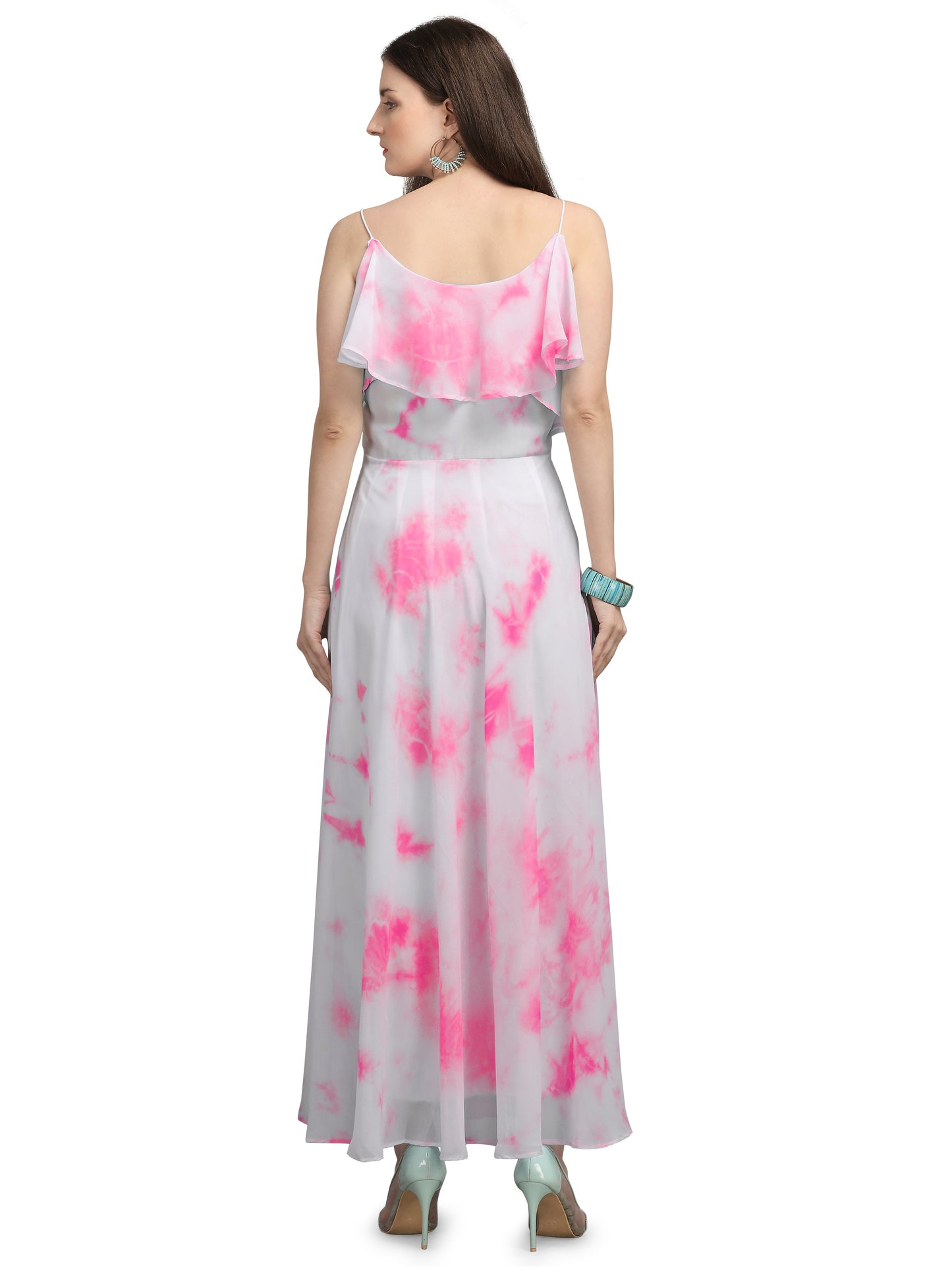 Vaani Creation Women's Maxi Tie and Dye Pleated Dress