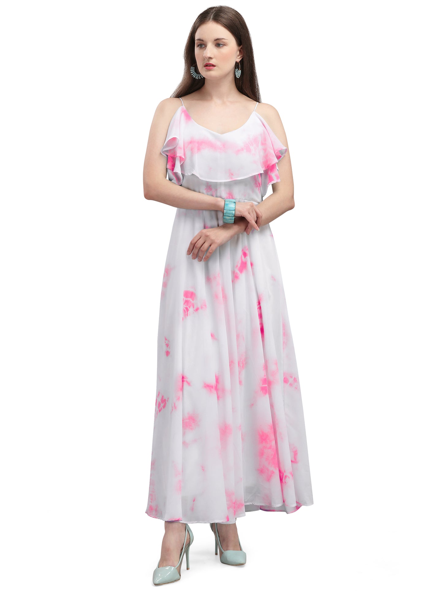 Vaani Creation Women's Maxi Tie and Dye Pleated Dress