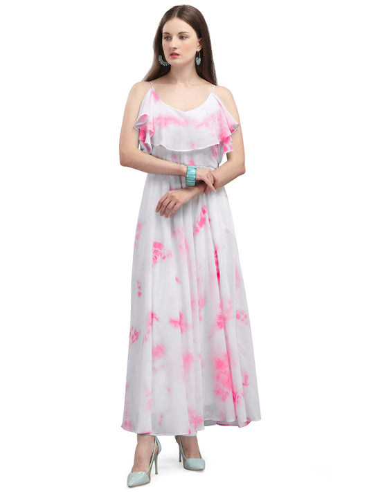 Vaani Creation Women's Maxi Tie and Dye Pleated Dress