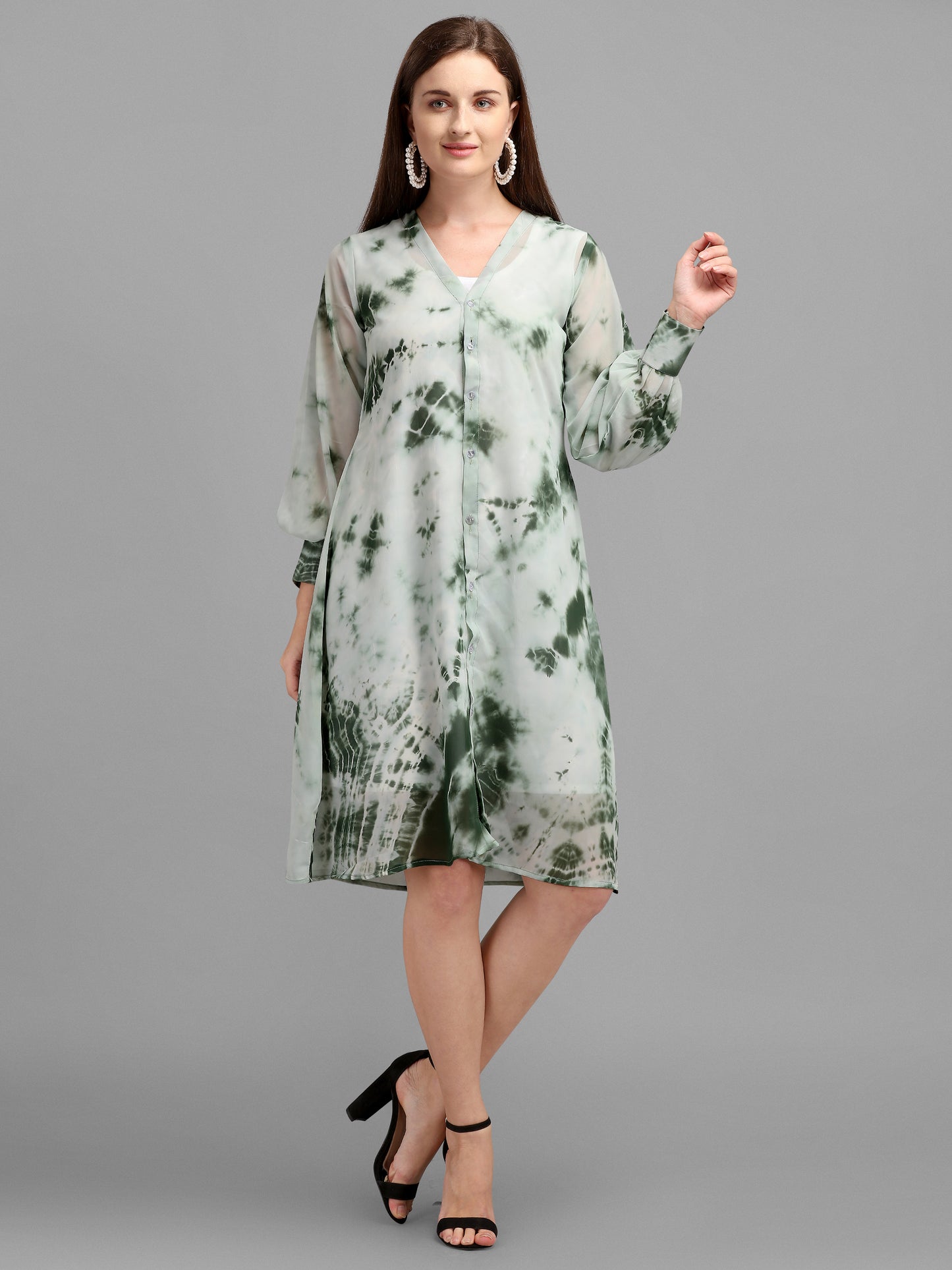 Vaani Creation Tie & Die Printed Relax Fit Dress For Women