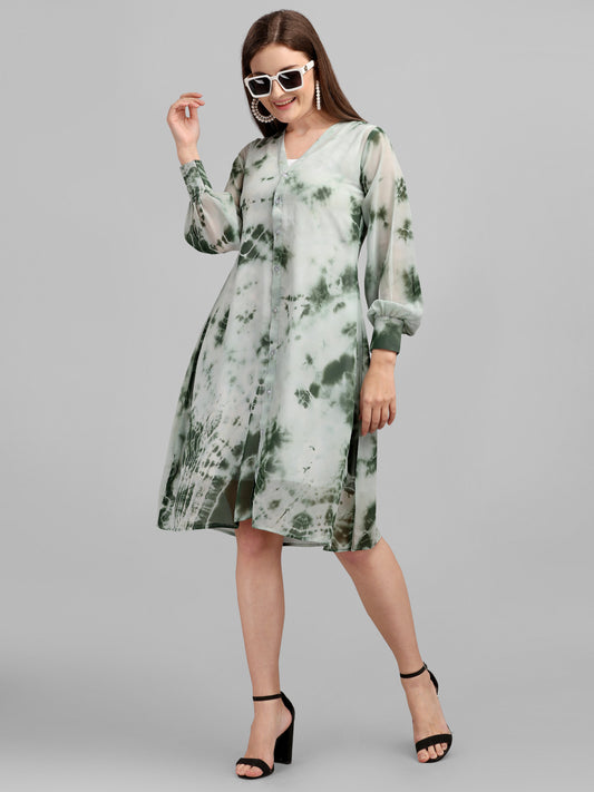 Vaani Creation Tie & Die Printed Relax Fit Dress For Women