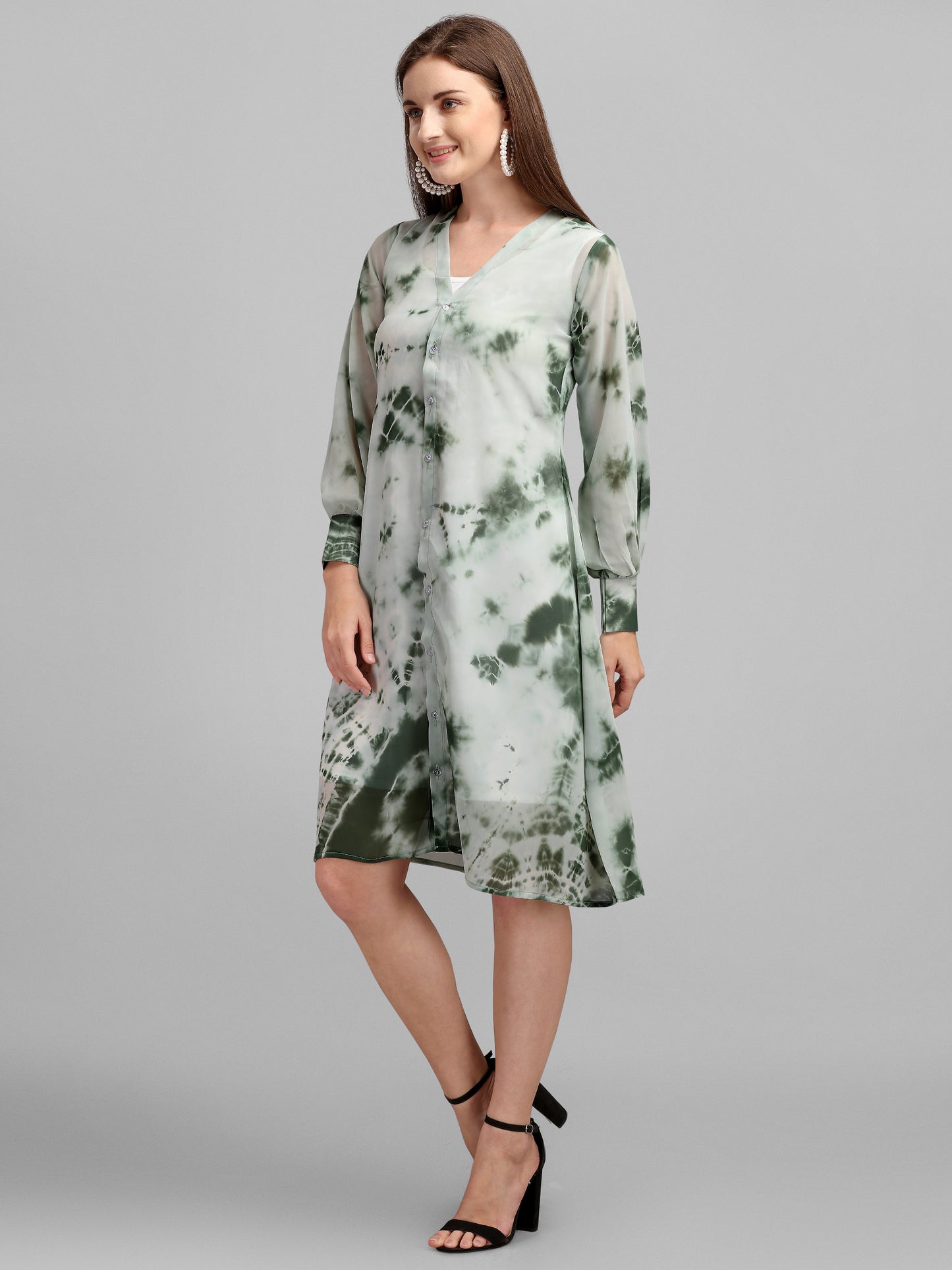 Vaani Creation Tie & Die Printed Relax Fit Dress For Women