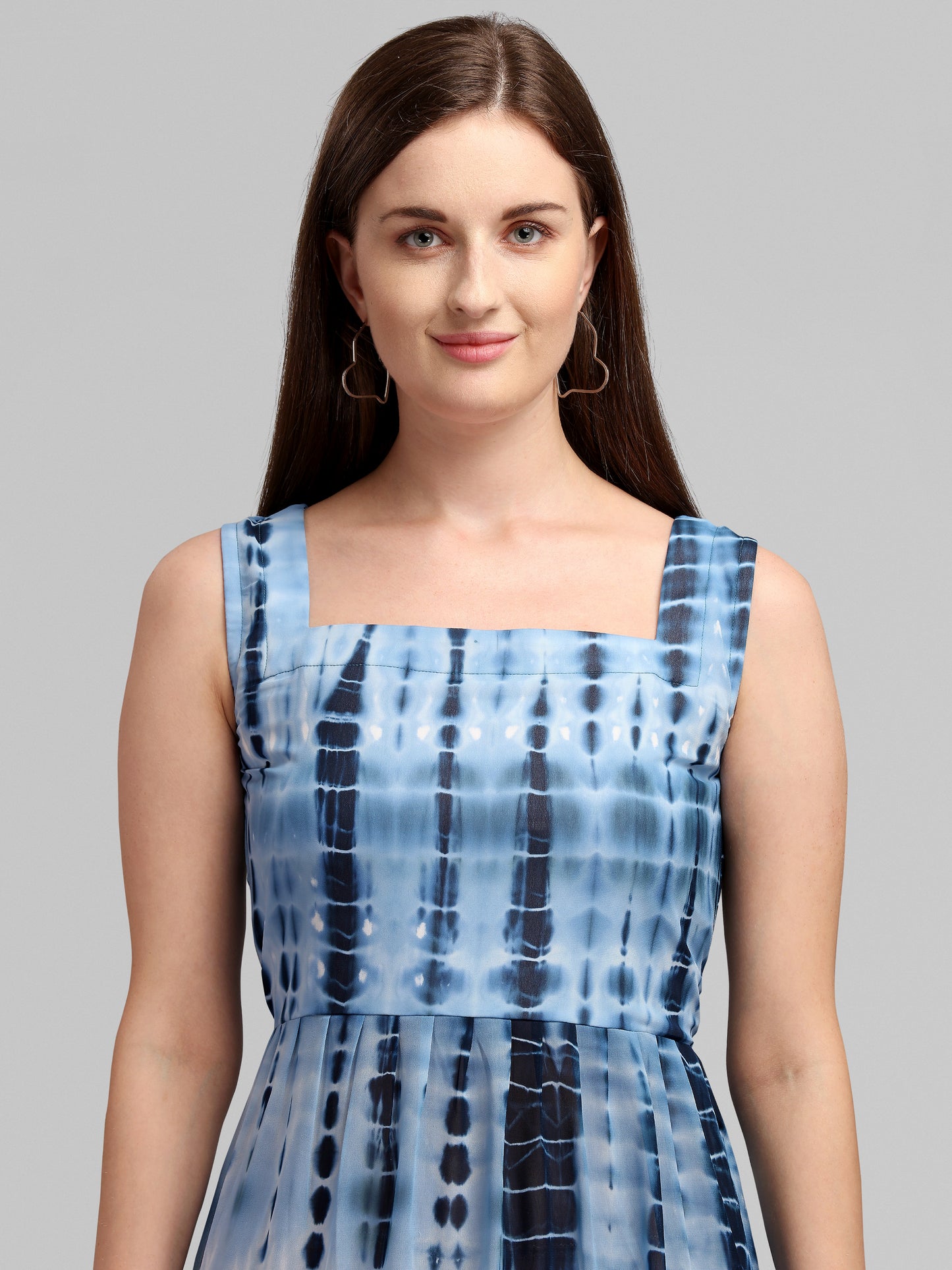 Vaani Creation Women's Tie and Dye Pleated Midi Dress