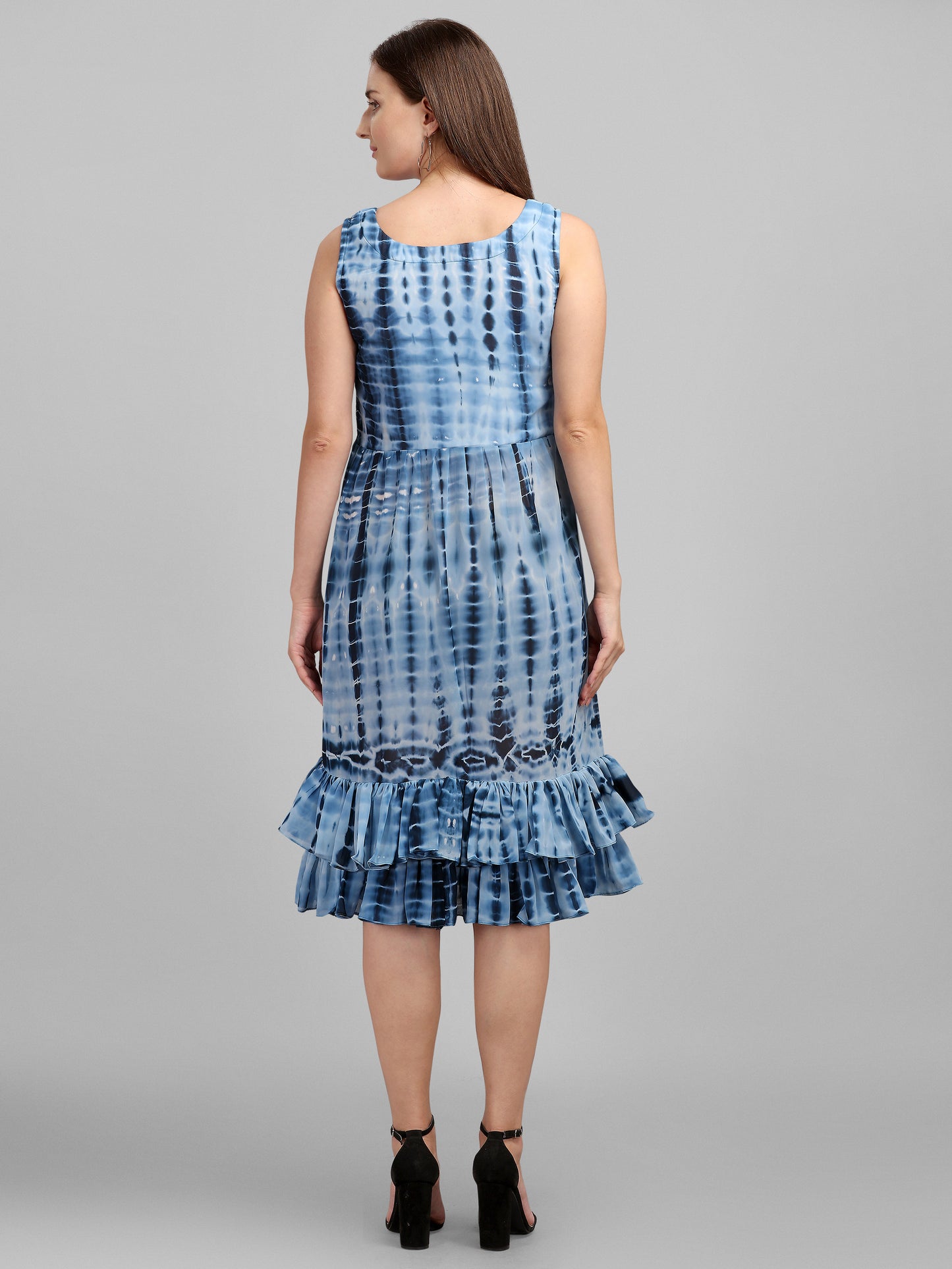 Vaani Creation Women's Tie and Dye Pleated Midi Dress