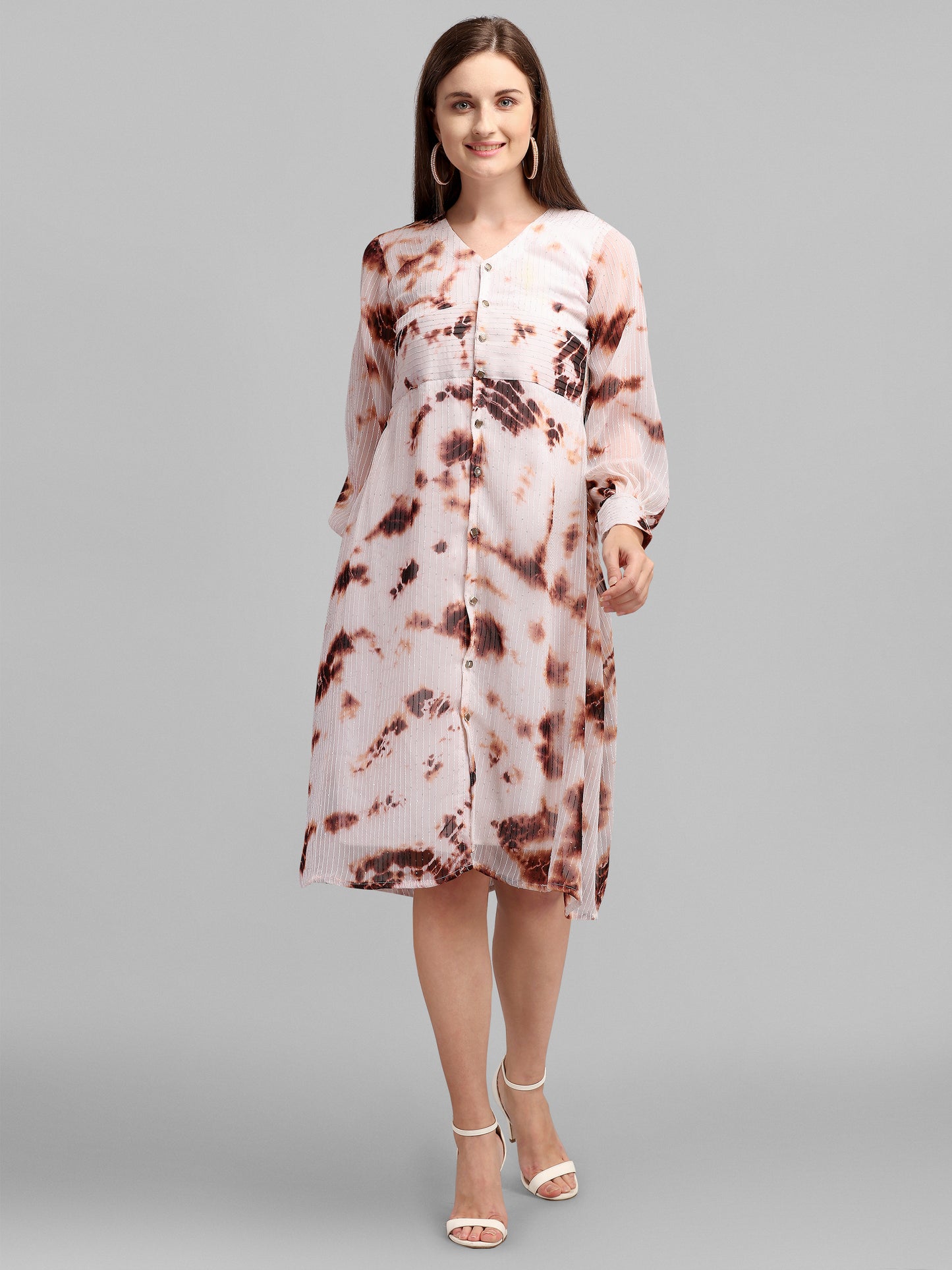 Vaani Creation Women's Georgette Tie Dye Dress with Sequins Work