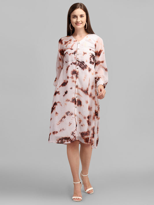 Vaani Creation Women's Georgette Tie Dye Dress with Sequins Work