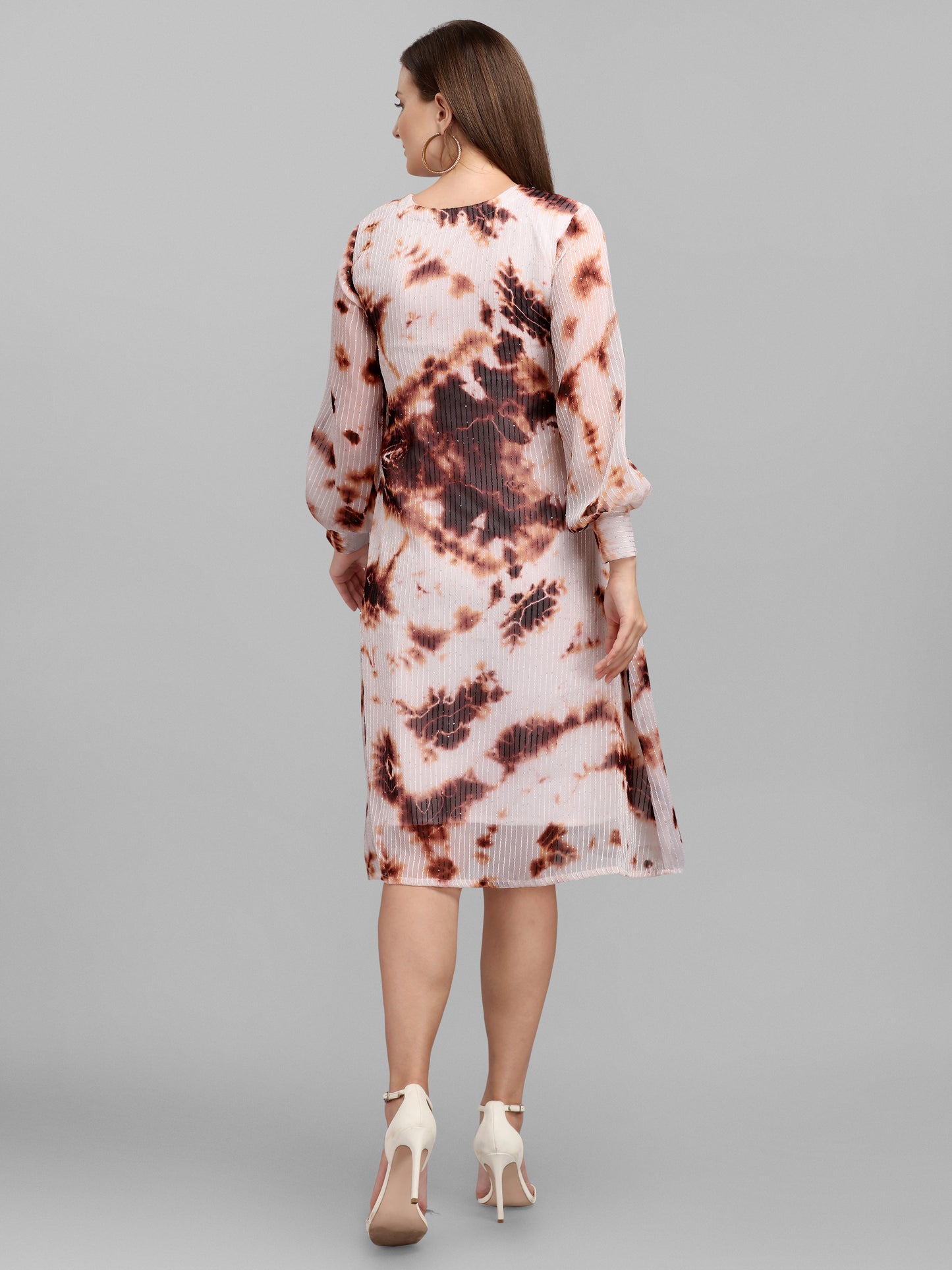 Vaani Creation Women's Georgette Tie Dye Dress with Sequins Work
