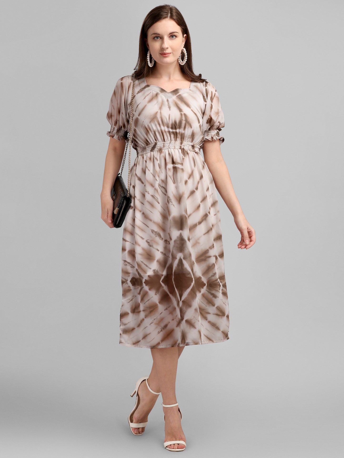 Vaani Creation Women's Tie and Dye Pleated Midi Dress
