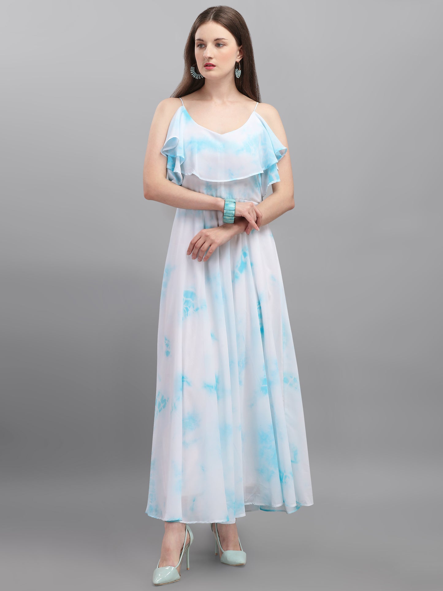 Vaani Creation Women's Maxi Tie and Dye Pleated Dress