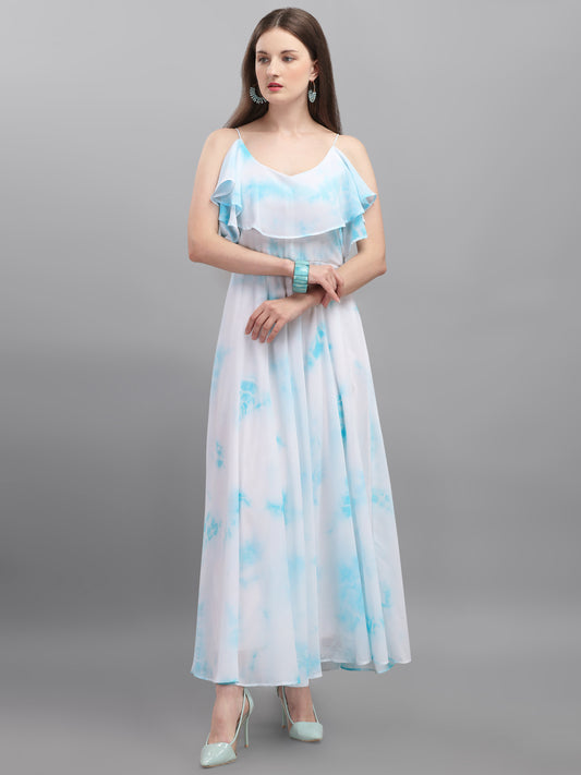 Vaani Creation Women's Maxi Tie and Dye Pleated Dress