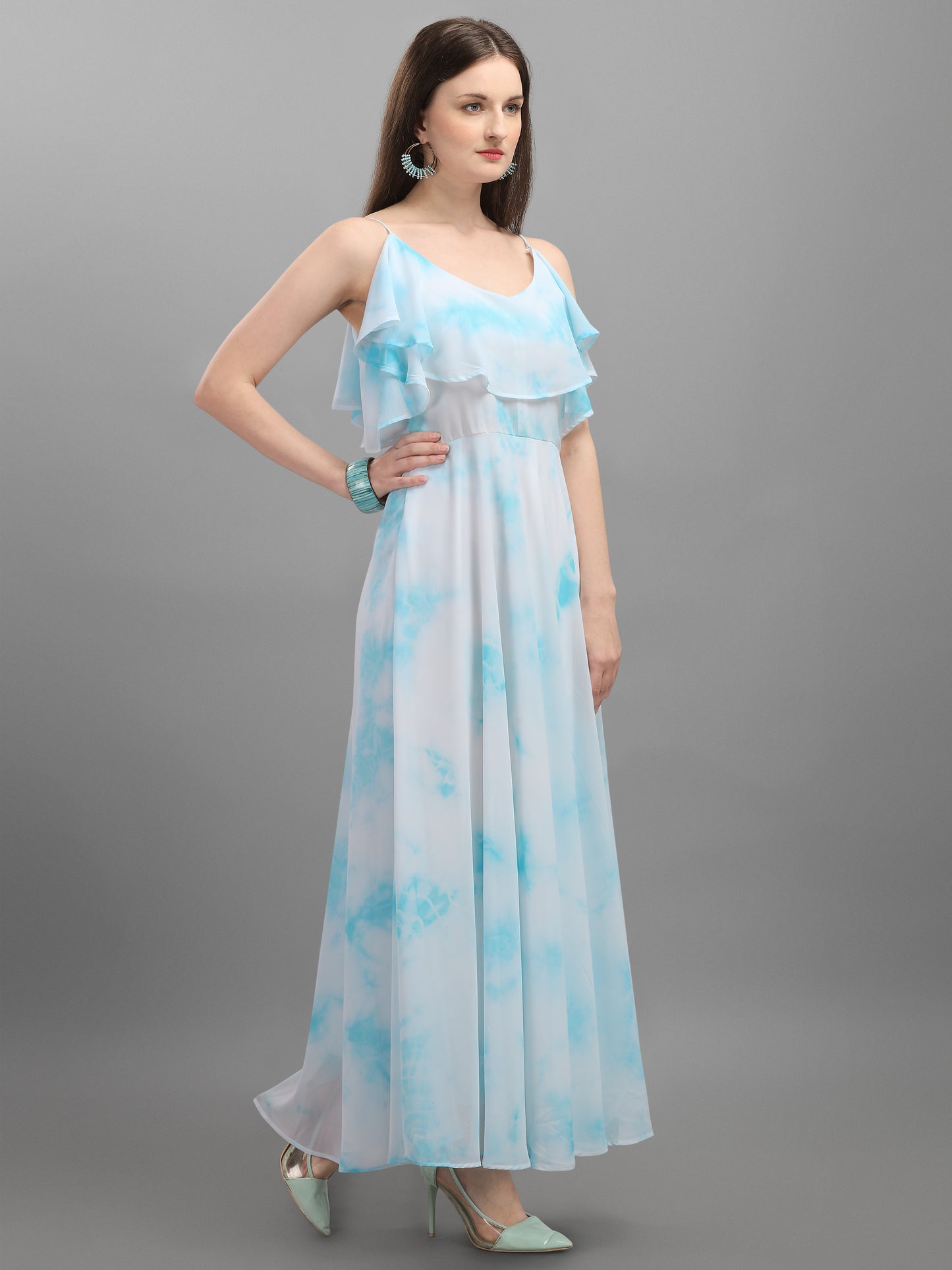Vaani Creation Women's Maxi Tie and Dye Pleated Dress